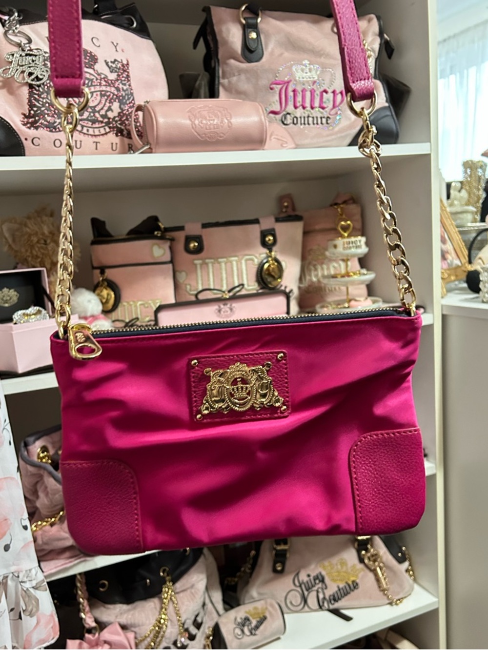 Juicy Couture Fuchsia Chain Strap Shoulder Bag Vintage 2013